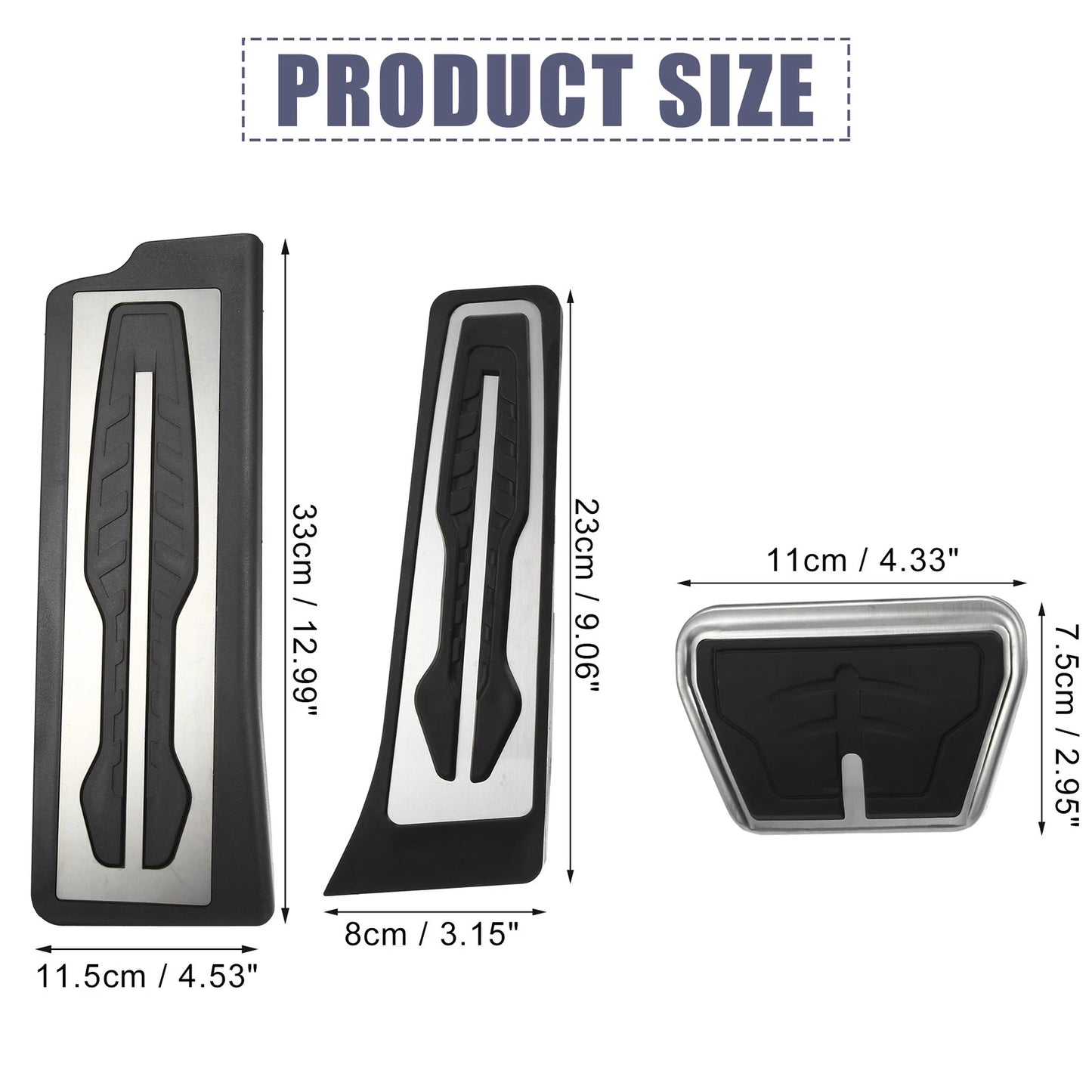 3 Pcs Accelerator & Brake Pedal Covers Set for BMW X3 X4 - Metal Rubber