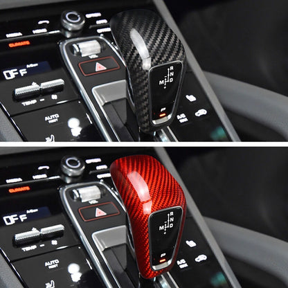 Red Carbon Fiber Gear Shift Knob Trim Cover for Porsche Cayenne (2019-2023)