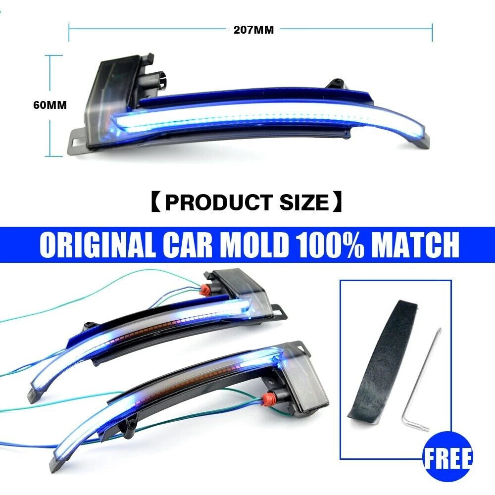 2 x Dynamic Turn Signal Side Mirror Blinker Lights for Audi A3, S5, A6 (2003-2013)