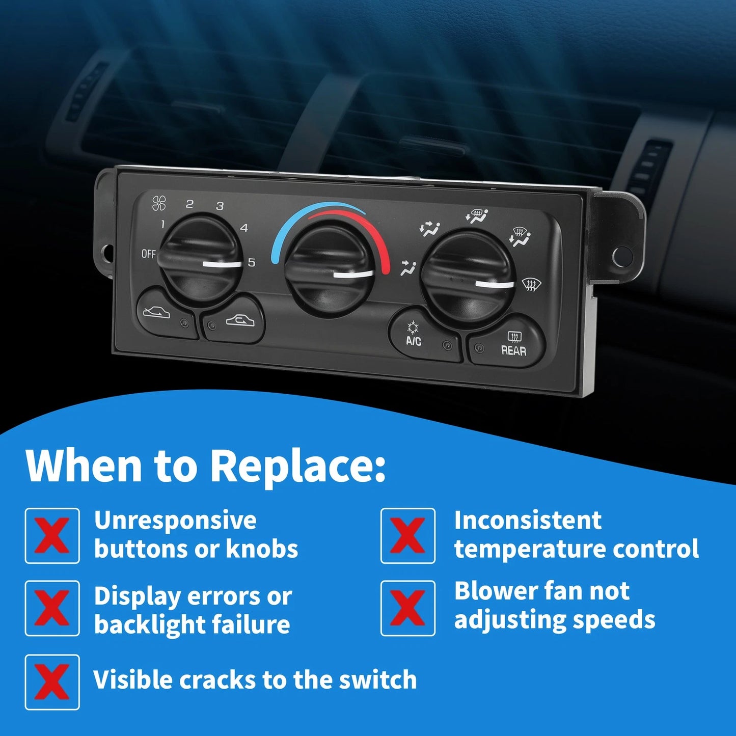 A/C Heater Climate Control Module Panel for Chevrolet Malibu (1997-2005)