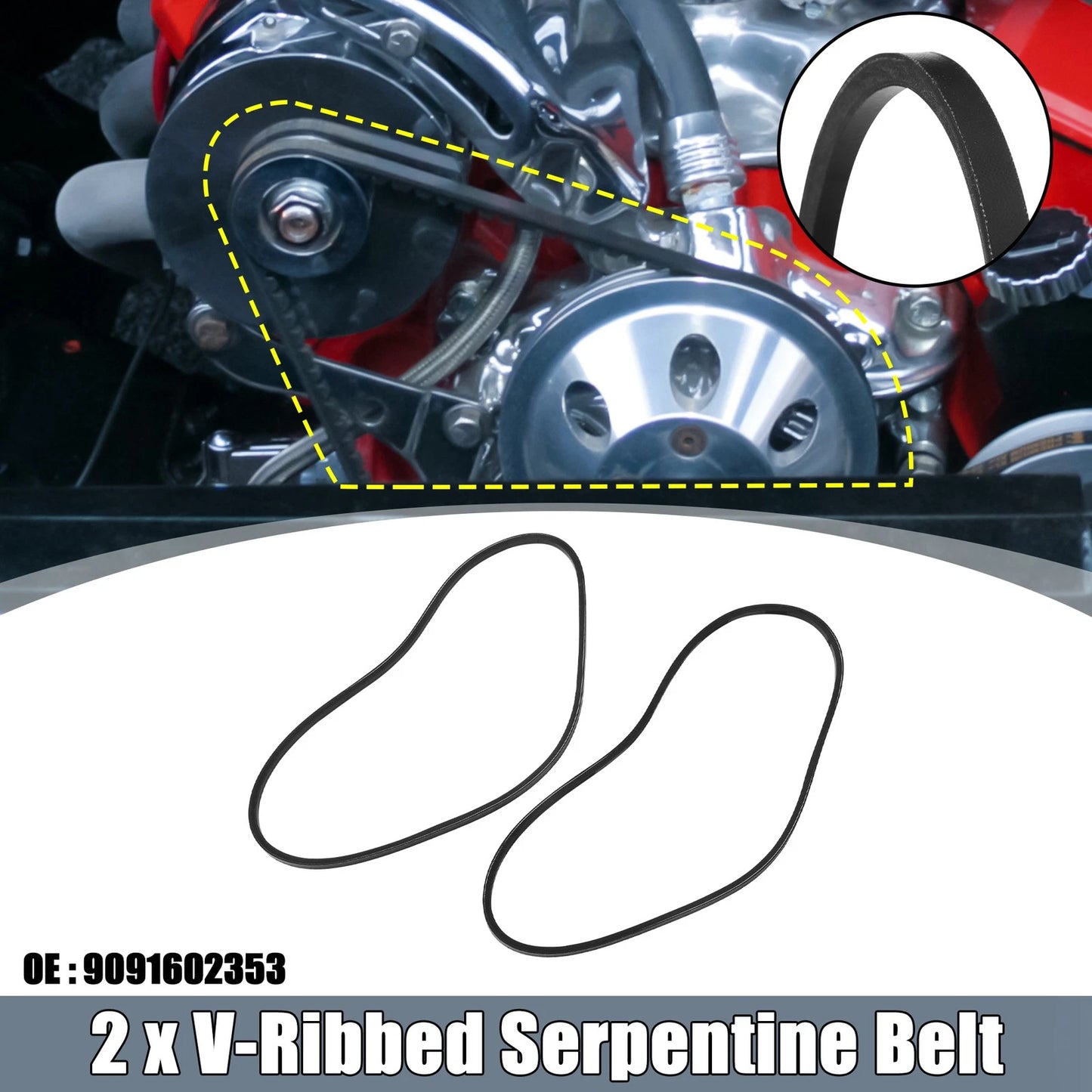 2 x V-Ribbed Serpentine Drive Belts for Lexus LX450 (1996-1997)
