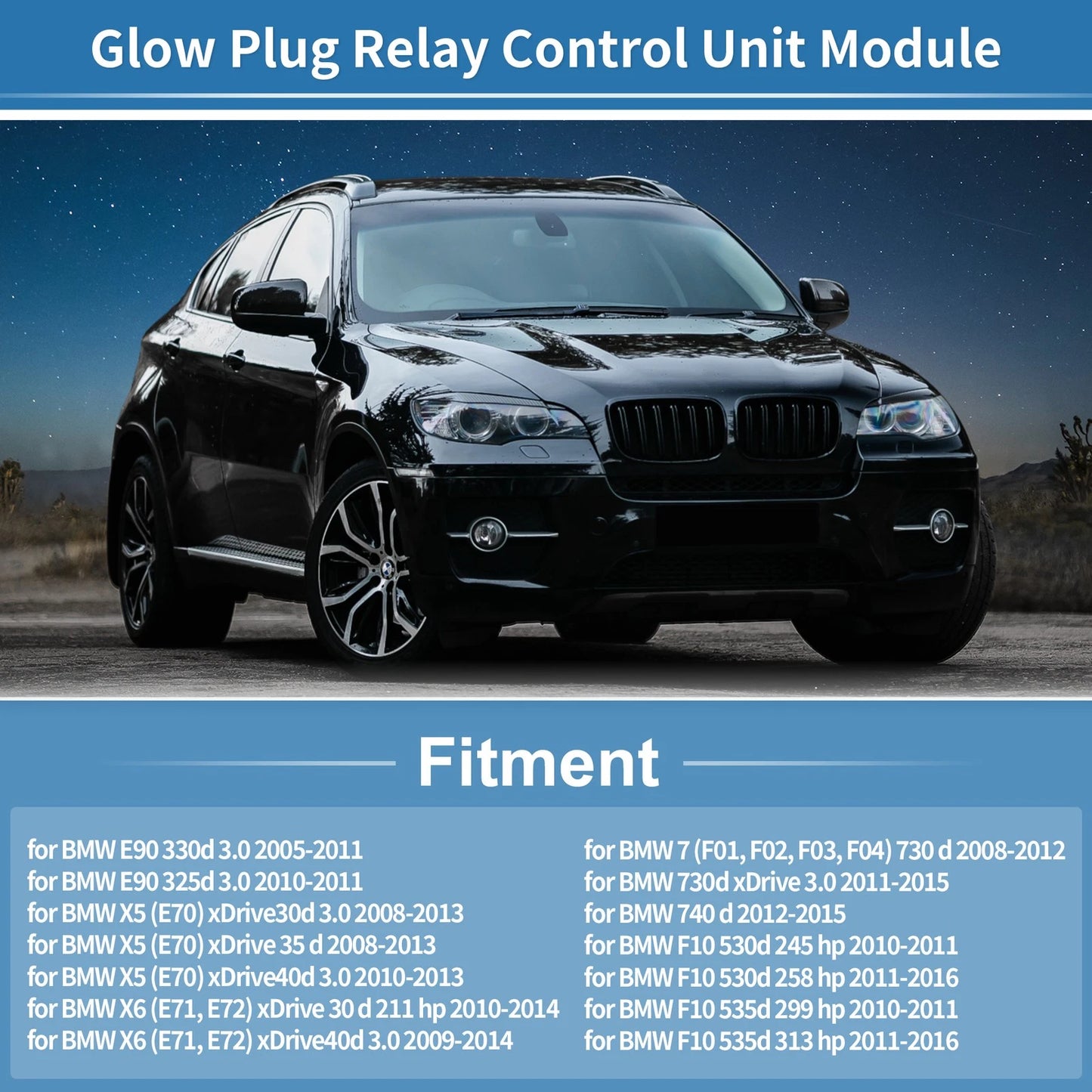 Glow Plug Relay Control Module for BMW X6 E71 xDrive40d (2009-2014)