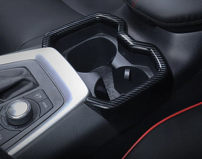 Carbon Fiber Inner Water Cup Holder Frame Cover Trim for Toyota RAV4 (2019–2023)