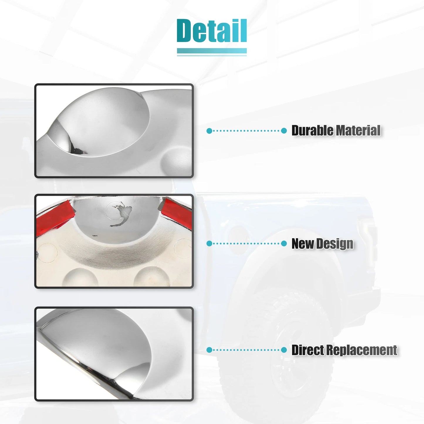 Chrome Plated Fuel Tank Filler Cap Cover for Ford F-150 (2004-2023)