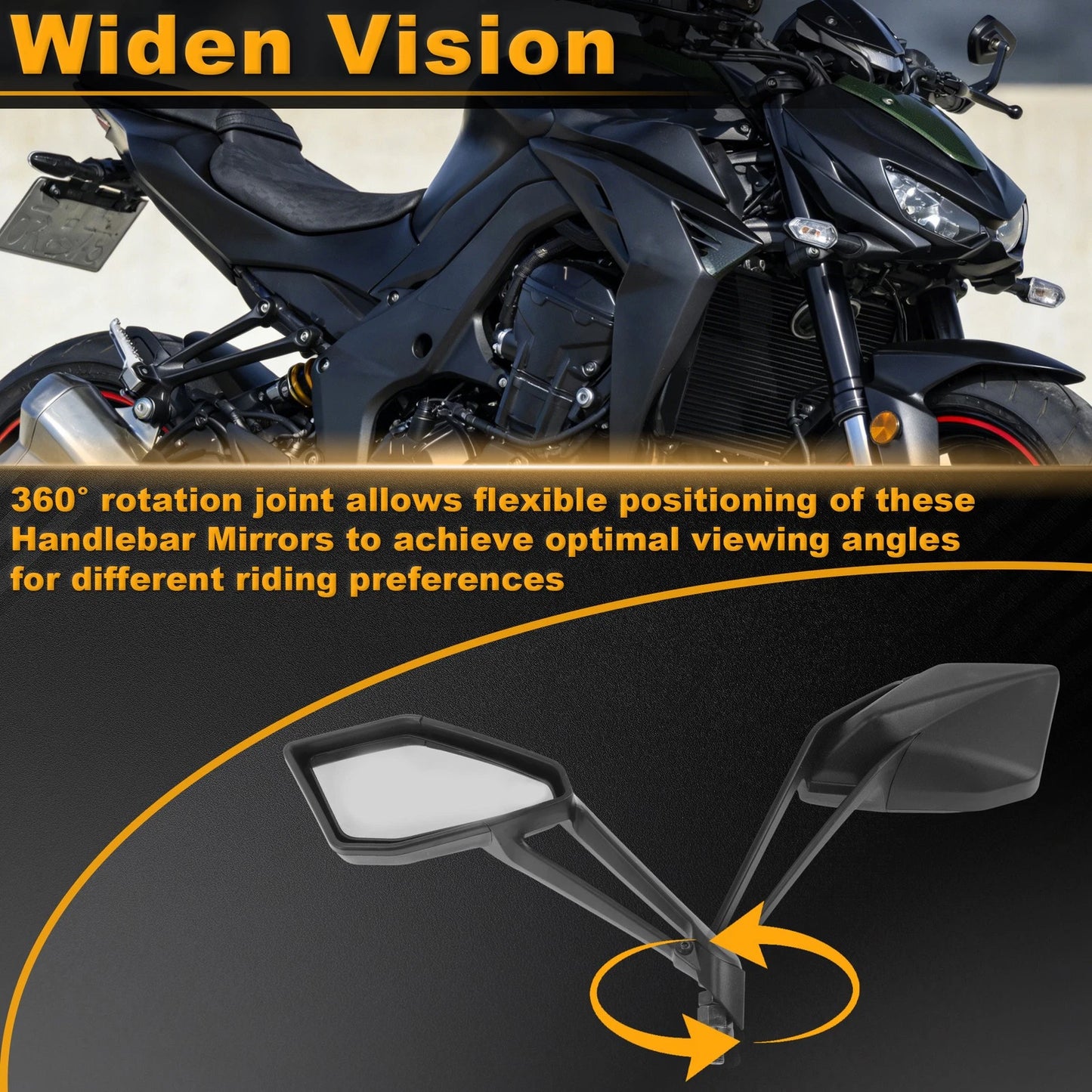 Rear View Mirrors Side Mount for Kawasaki Z1000 (2014–2021)