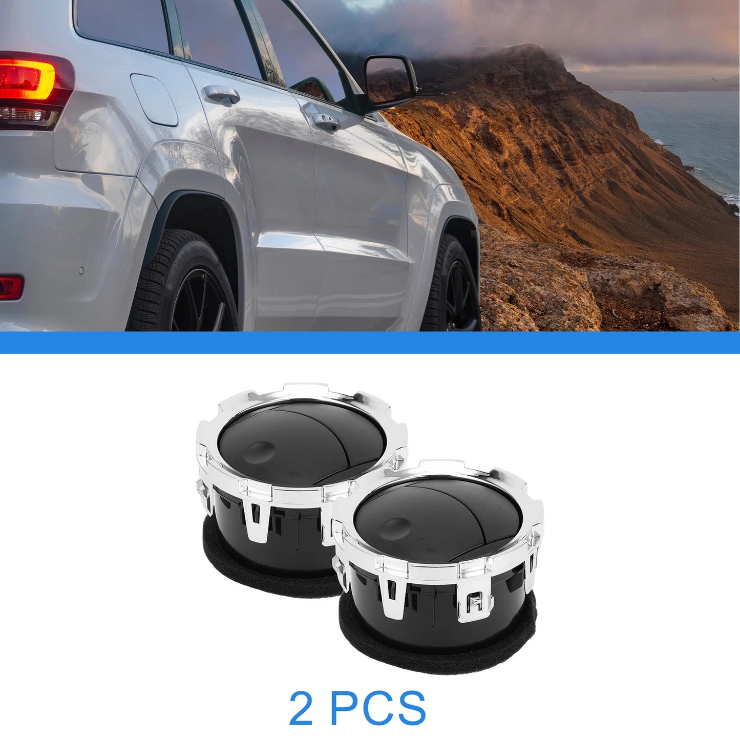 2 x Center Dash A/C Outlets for Ford F150 F250 F350 (2011-2016) ABS Black Silver
