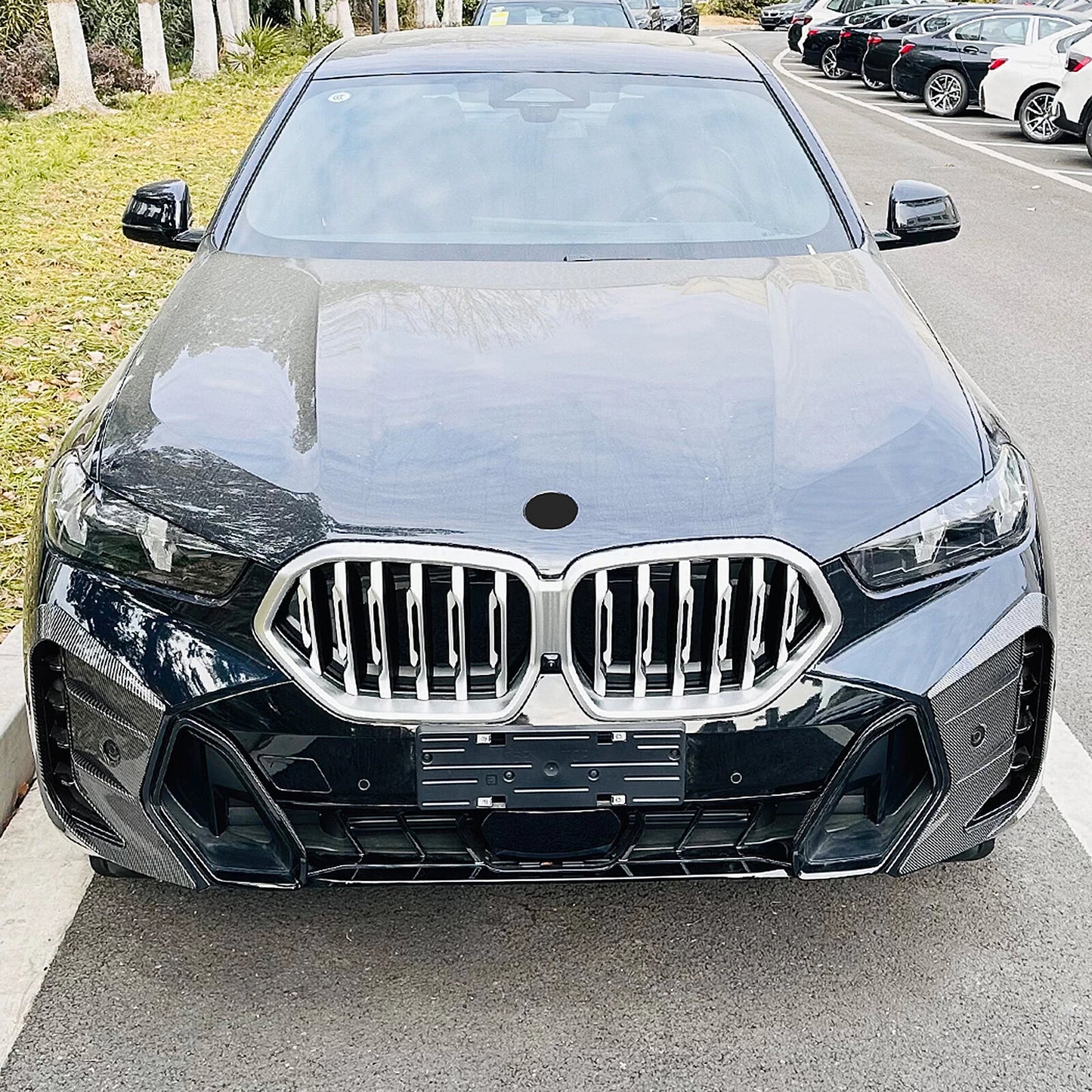 2 x Carbon Look Front Bumper Fog Light Covers for BMW X6 (2023-2024)