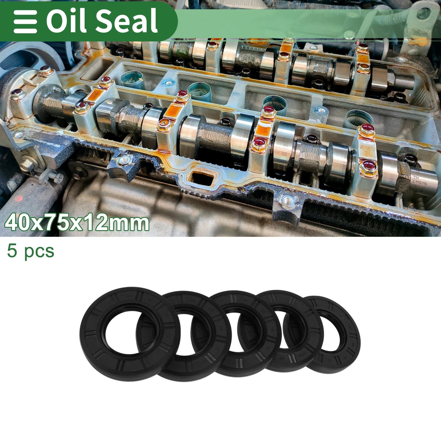 Oil Seal Rotary Shaft Seal NBR Rubber 40x75x12mm High Pressure Black