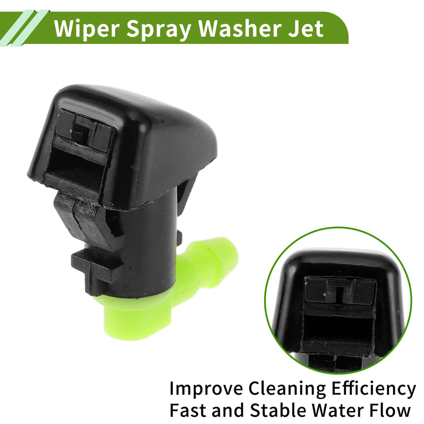 Windshield Washer Nozzle w/ Hose Connector for Dodge Black