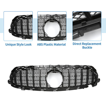 Front Upper Bumper Grille for Mercedes E200 AMG Body Styling Black (2017-2023)