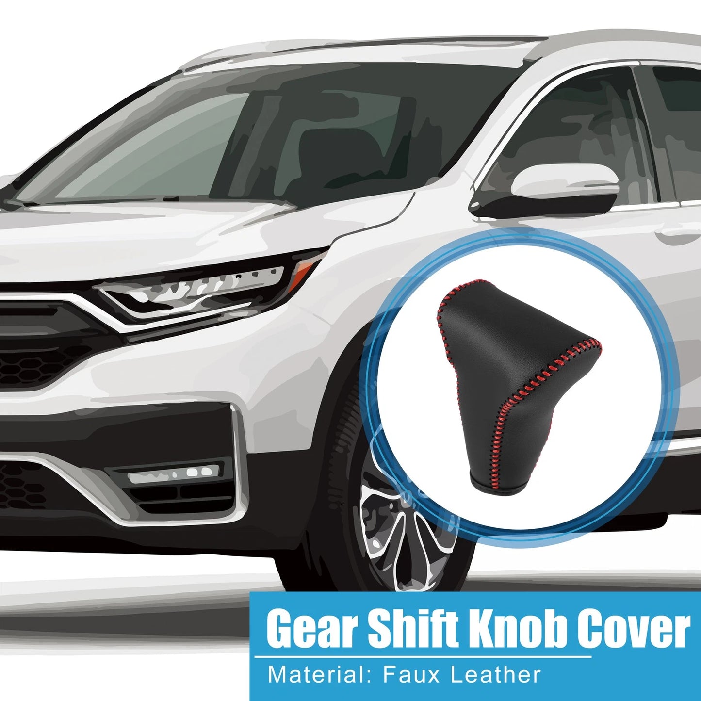 Gear Shift Lever Cover for Honda CR-V 2017-2022 Black Faux Leather