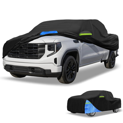 Waterproof Car Cover with Door Zipper for GMC Sierra Oxford Cloth Black Blue