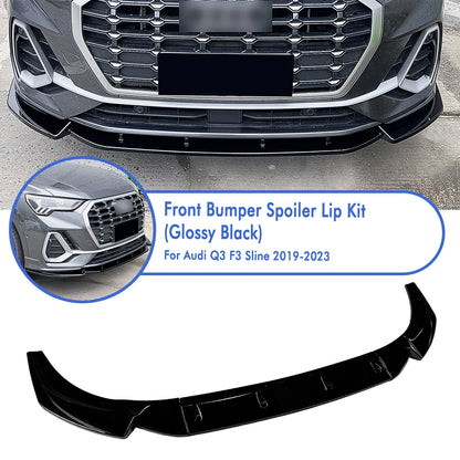 Gloss Black Front Bumper Lip for Audi Q3 F3 Sline (2019-2023)