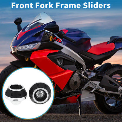 Front Fork Sliders / 2 x / Falling Protection Silver Tone for Motorcycle