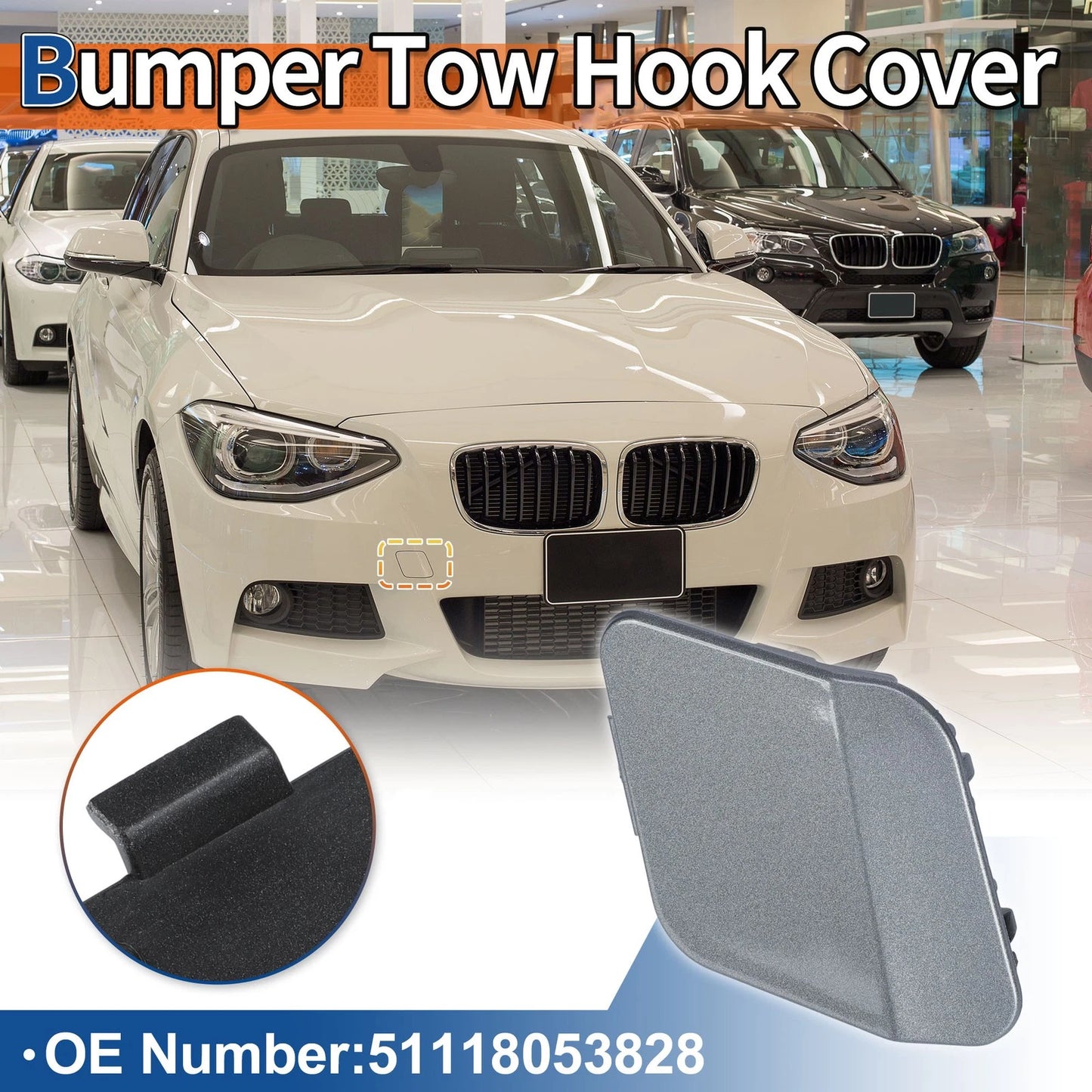 Bumper Tow Hook Cover for BMW 114i (2012-2014) Mineral Grey