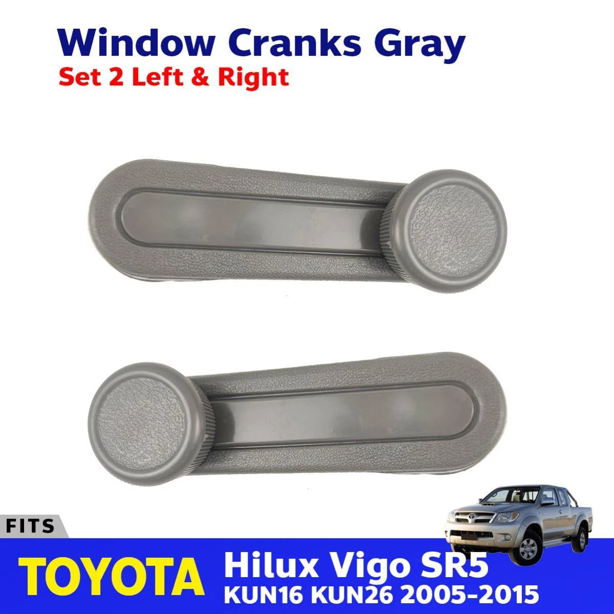 Window Crank Gray Pair Fits Toyota Hilux Vigo SR5 KUN16 KUN26 Pickup 2005-15 D06
