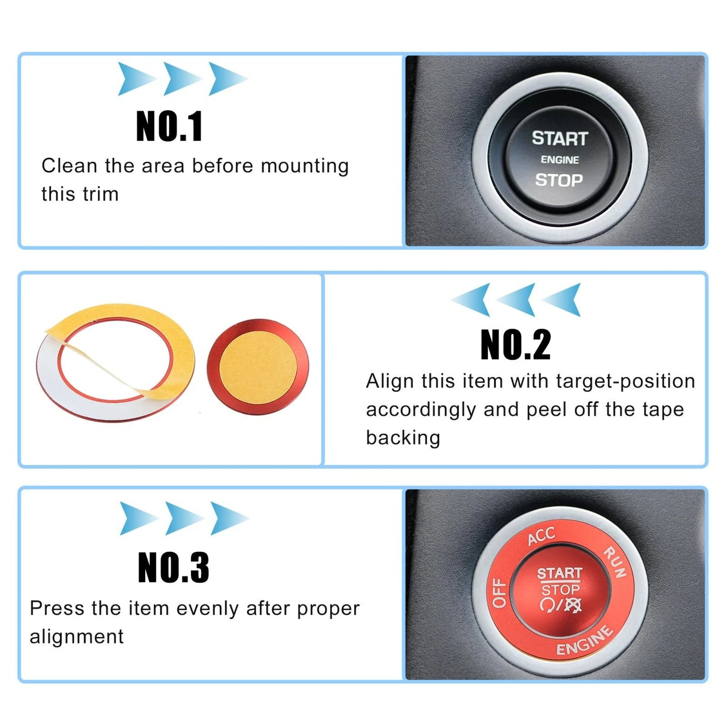 Engine Push Start Button Sticker Kit for Dodge Charger Challenger Durango Red