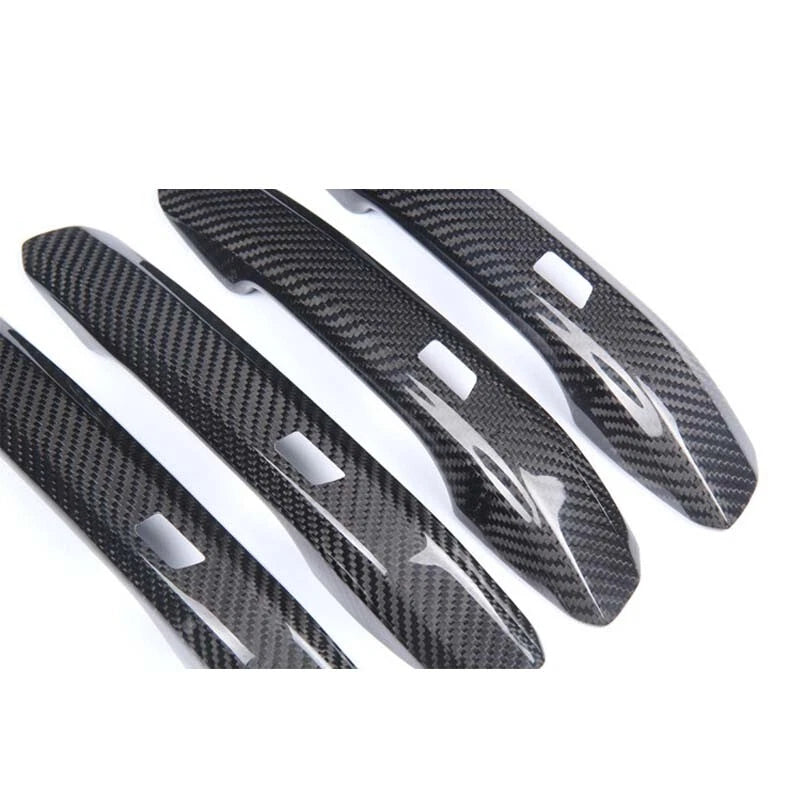 Carbon Fiber Exterior Door Handle Bezel Cover Fit For Audi A4 RS4 B9 2018-2022