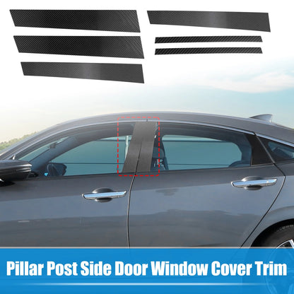 6 Pcs Black Pillar Post Window Covers for Honda Civic Sedan (2006-2011)