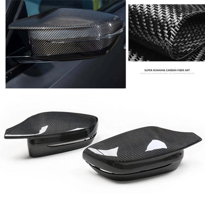 Carbon Fiber Black Side Mirror Cover Caps for BMW M3 G80 M4 G82 (2021-2025)