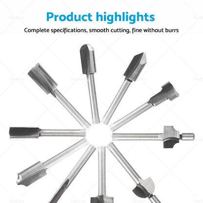 10 x 3mm Titanium Mini HSS Router Bits for Electric Trimmer Tool