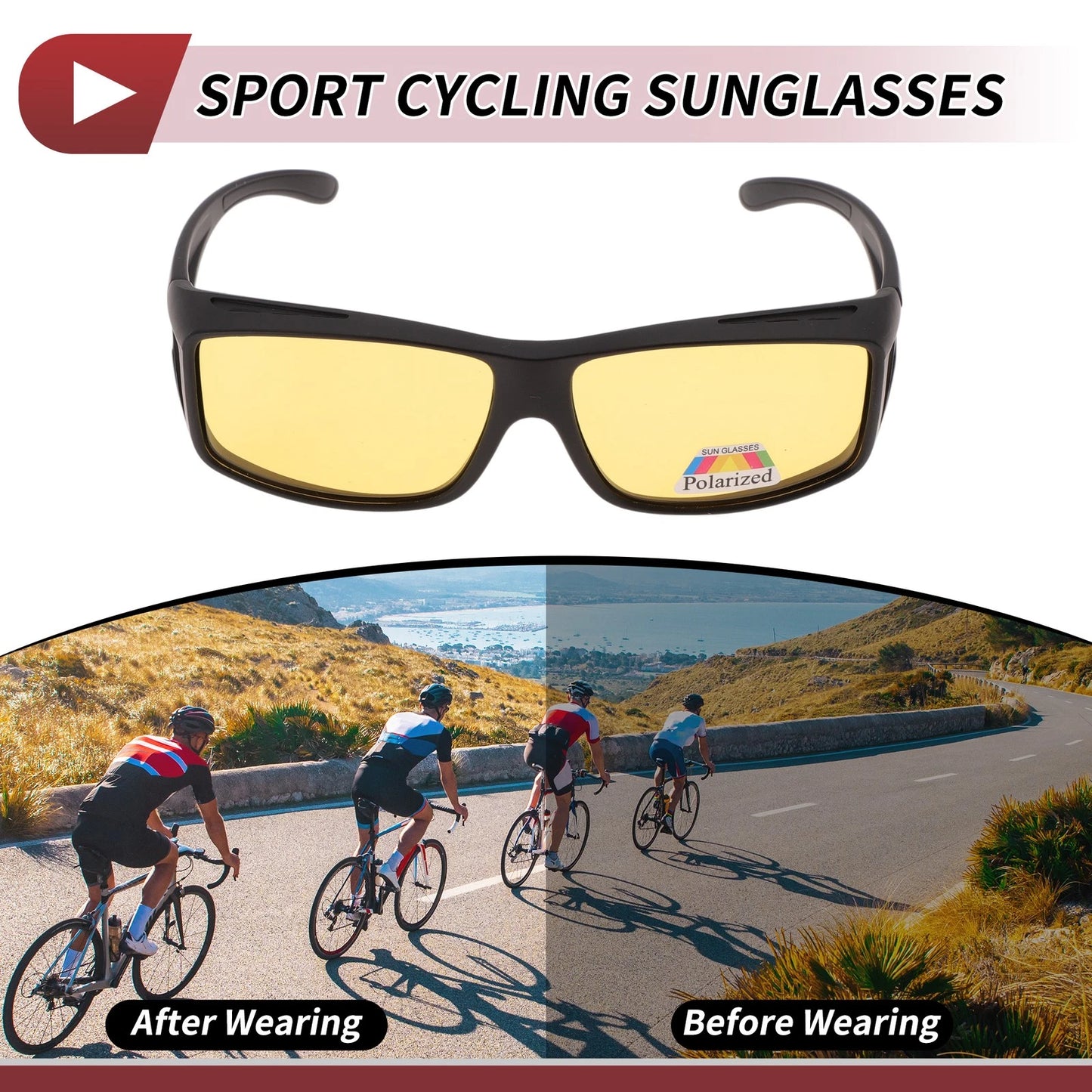 1x Motorcycle Goggles Riding Yellow Lens Black Frame for Motorcycle