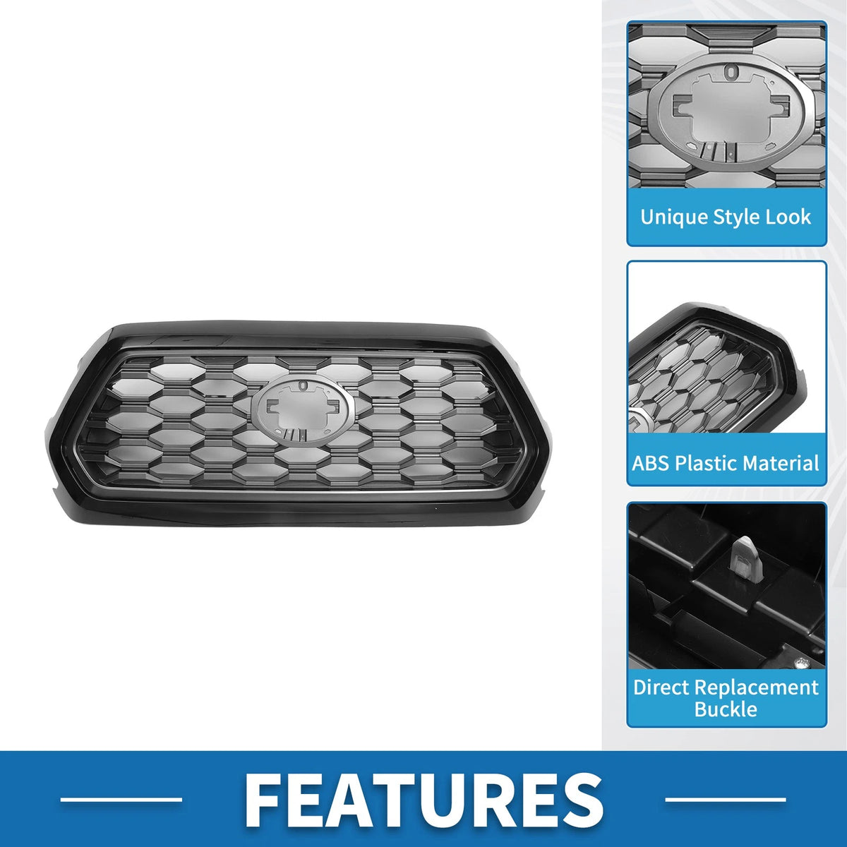 Front Bonnet Bumper Grille for Toyota Tacoma 2021-2023 Black Deep Gray