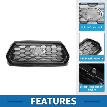 Front Bonnet Bumper Grille for Toyota Tacoma 2021-2023 Black Deep Gray