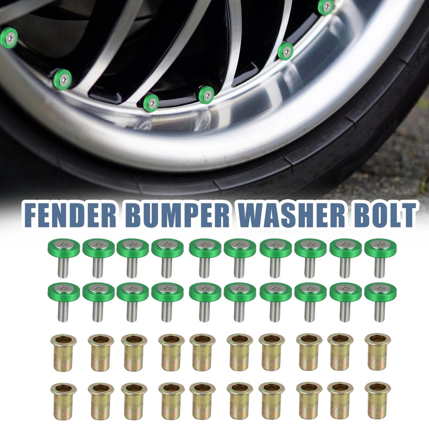20pcs M6 Fender Washer Bolt Rivet Nut Fastener for Motorcycle