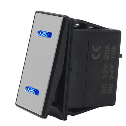 Dual Pole Rocker Switch 12V/24V with Indicator Light for Marine Boats