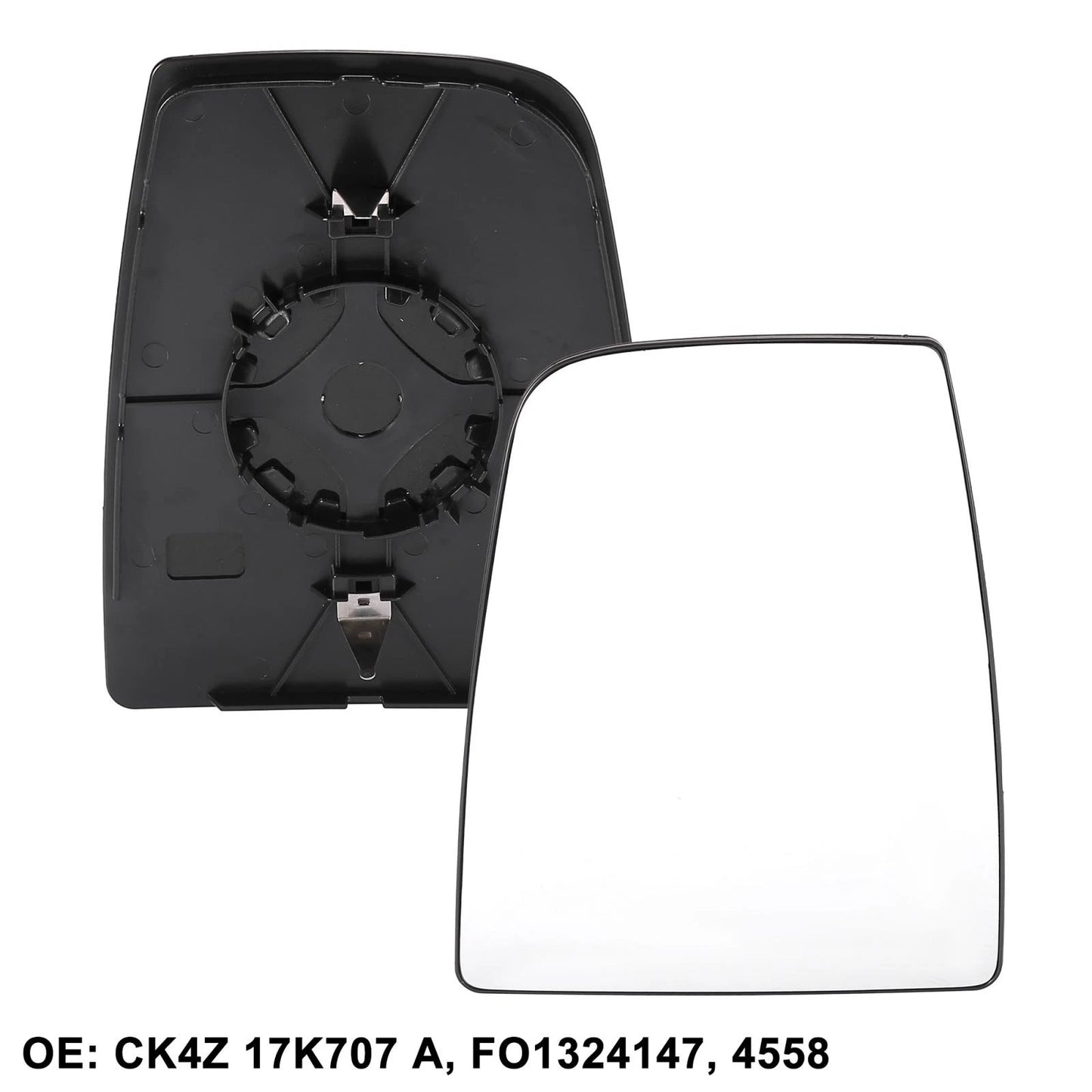 Left Driver Side Mirror Glass with Backing Plate for Ford Transit (2015-2020)