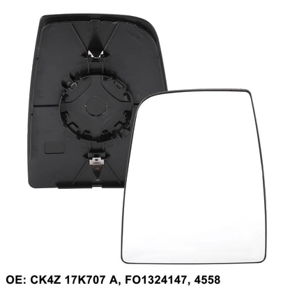 Left Driver Side Mirror Glass with Backing Plate for Ford Transit (2015-2020)