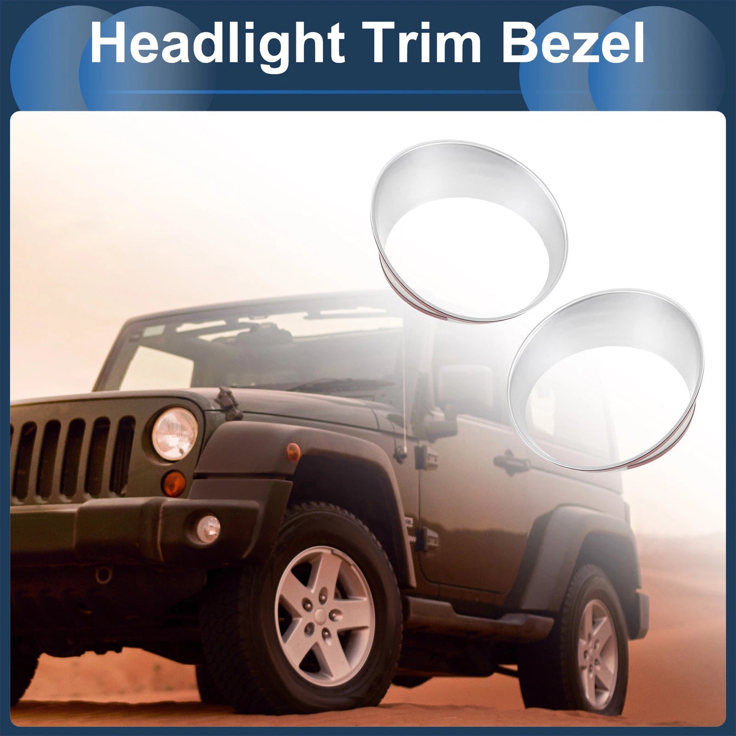 2 x Headlight Trim Bezels for Jeep Wrangler (2025)