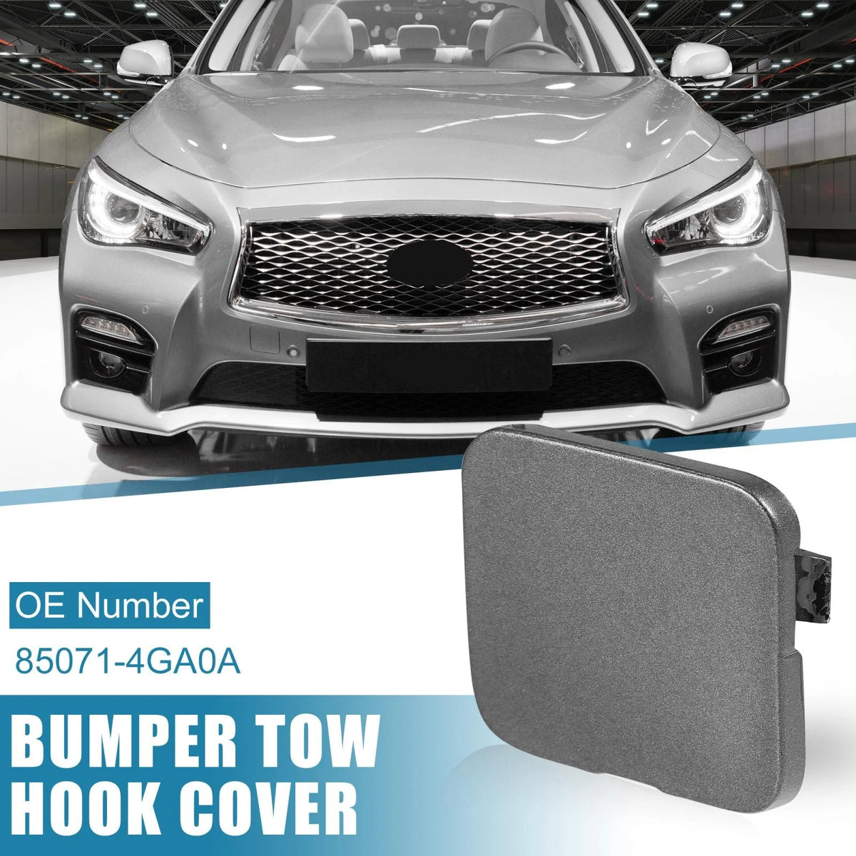 Rear Bumper Tow Hook Cover Gray for Infiniti Q50 (2014-2018)