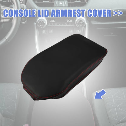 Black PU Leather Armrest Seat Box Cover for Toyota RAV4 (2019-2022)
