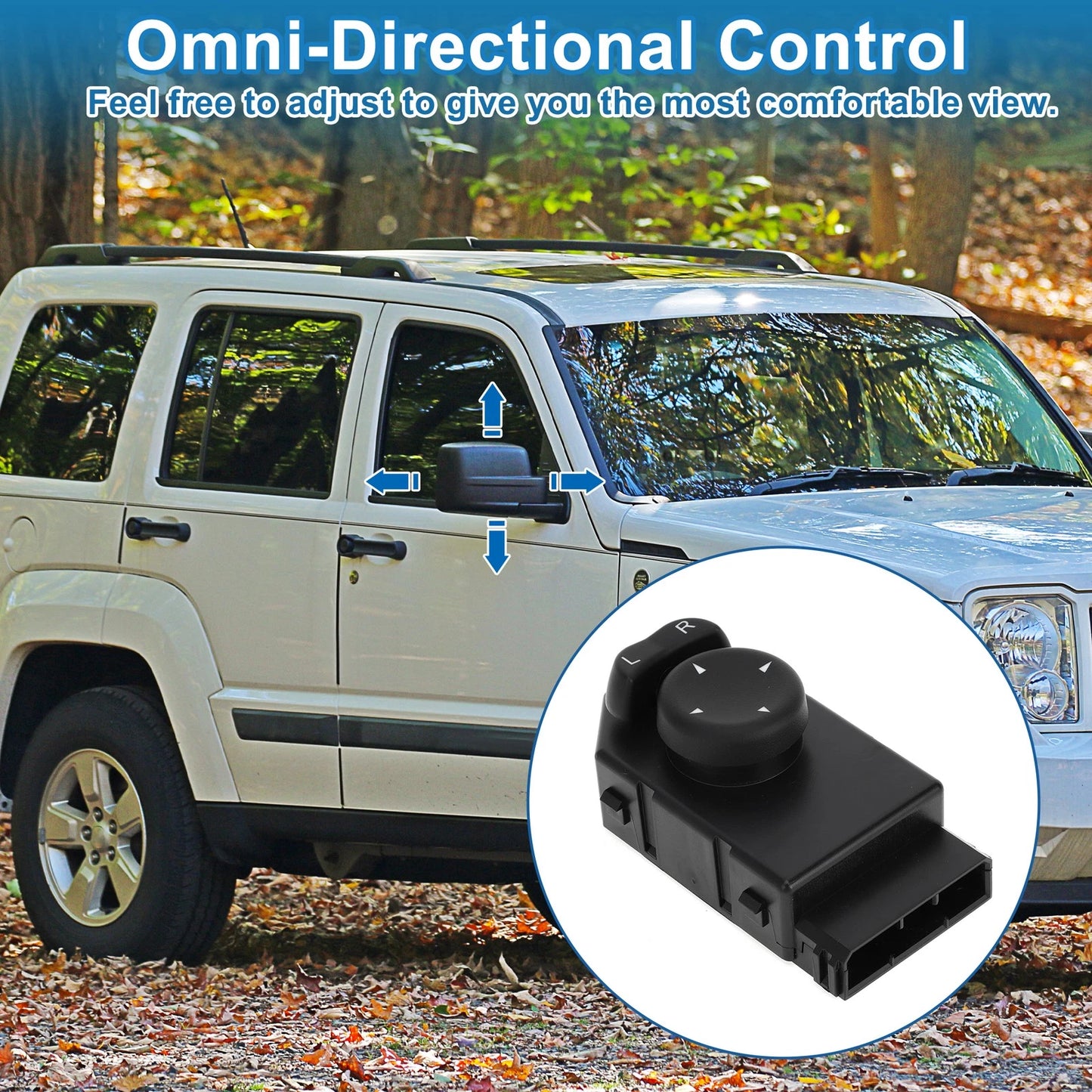 Car Mirror Switch for Jeep Liberty 2002-2003, Plastic Black