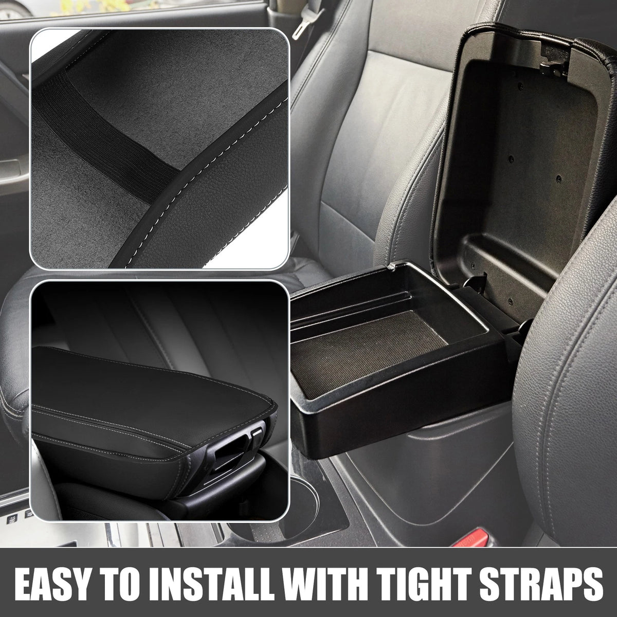 Auto Center Console Pad for Ford Bronco Sport 2020-2023 Black White Stitching