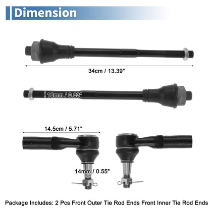 4x Front Inner/Outer Tie Rod End Link for GMC Sierra 2500HD (2011 - 2019)