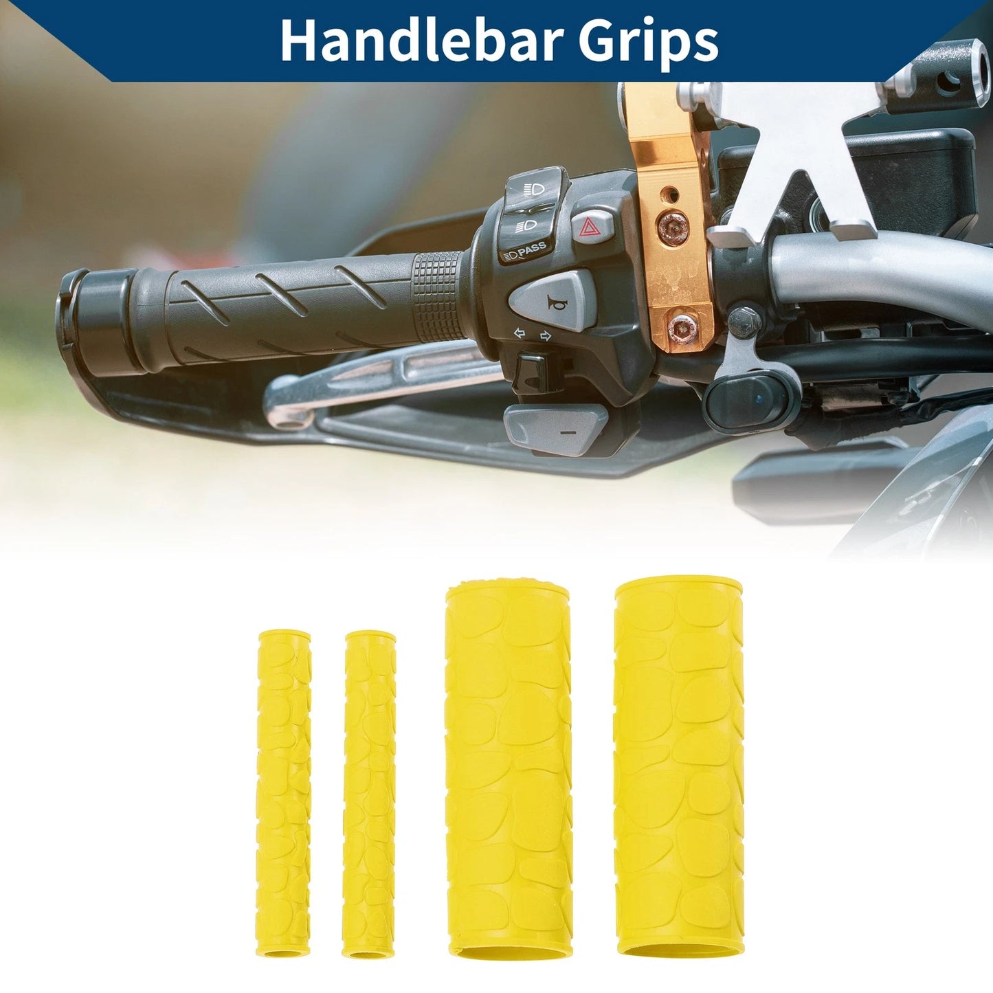 1 1/8" / 29mm Hand Grips Rubber Yellow for Motorcycle