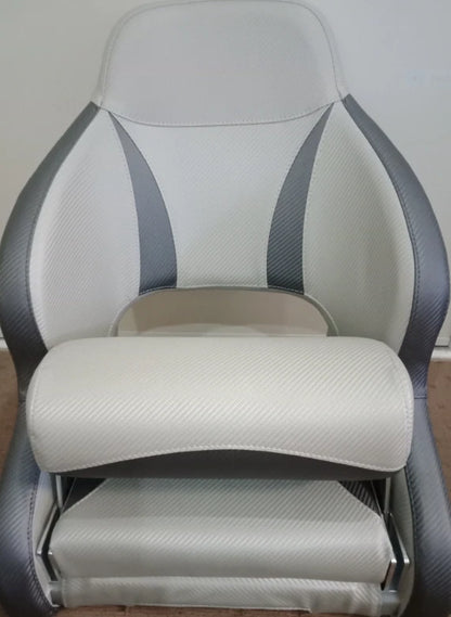 Admiral Flip Up Bucket Boat Seat Dark Grey & Light Grey Carbon Fibre Look