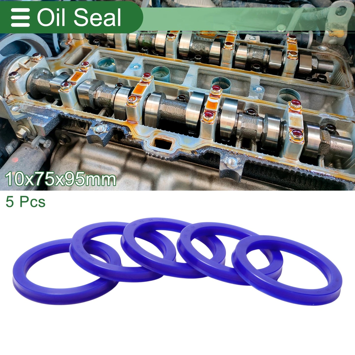 Oil Seal 75x95x10mm Rotary Shaft Seal TPU Blue 5 Pcs for Make Model