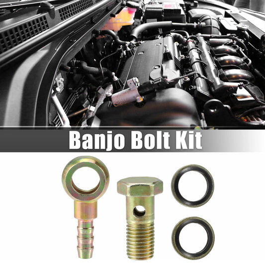 M12x1.5 Banjo Bolt Kit with Copper Washers for Motorcycle Bronze Tone