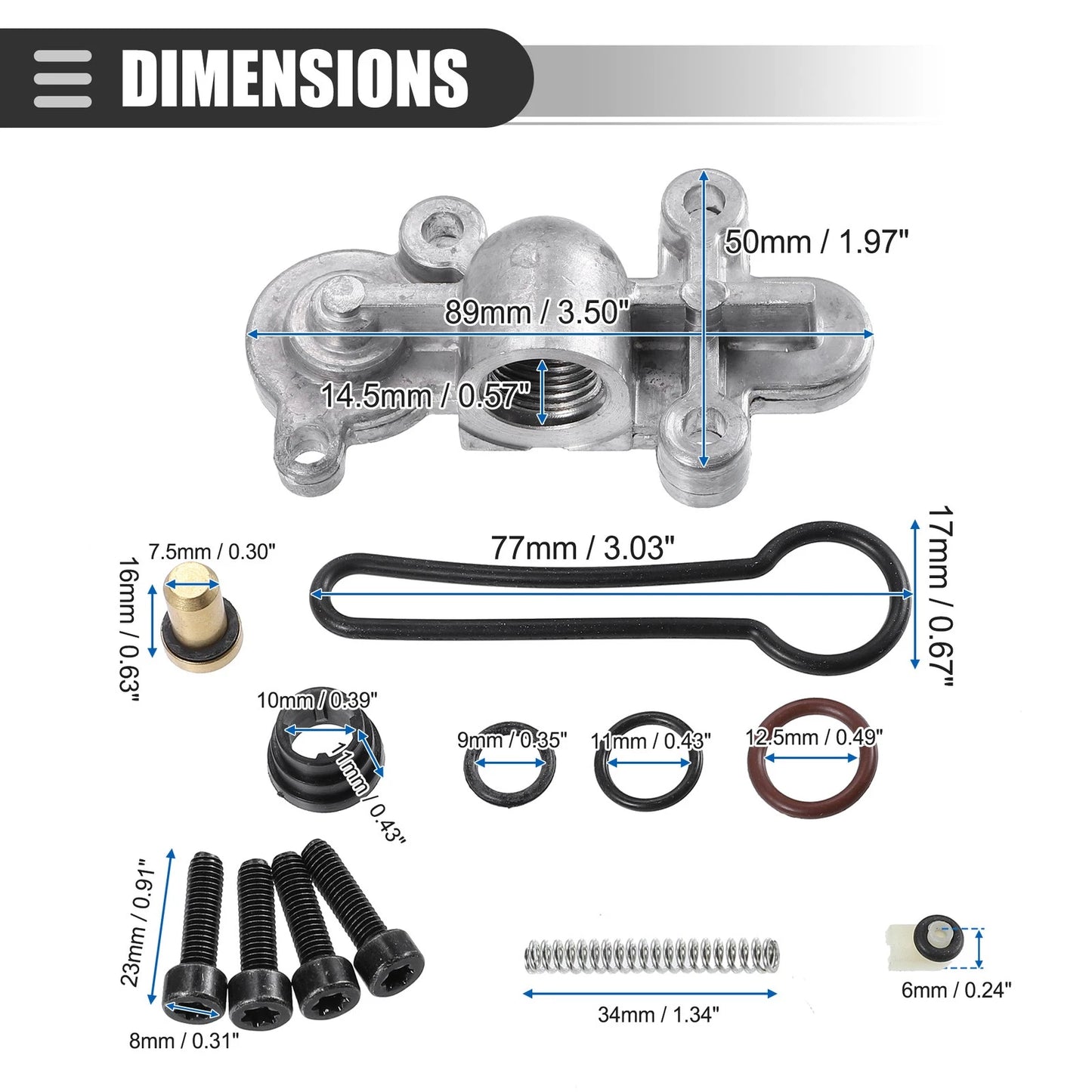 Fuel Pressure Regulator Kit for Ford (2003-2007) - Silver Tone Black 1 Set