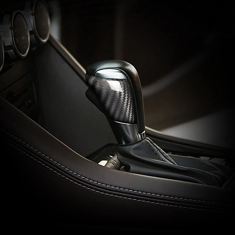 Carbon Fiber Back Gear Shift Knob Cover Trim Fit For Mazda 3 6 CX-4 CX-5