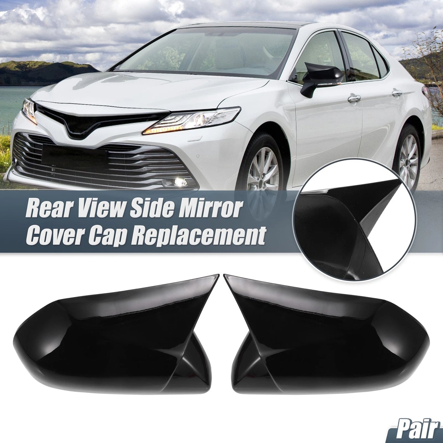 Gloss Black Rearview Mirror Covers for Toyota Camry (2018-2020)