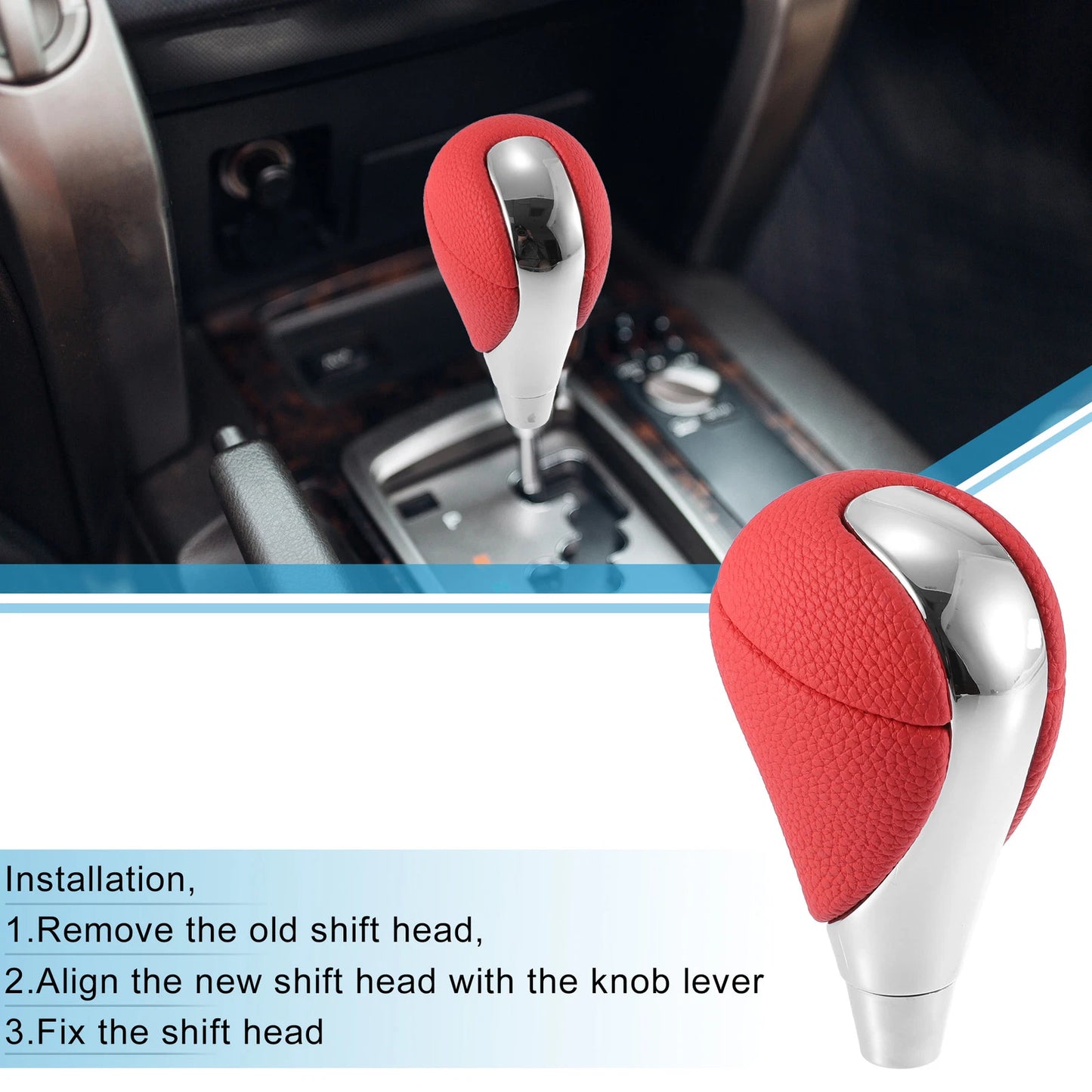 Red Silver Tone Gear Shift Knob for Lexus Toyota