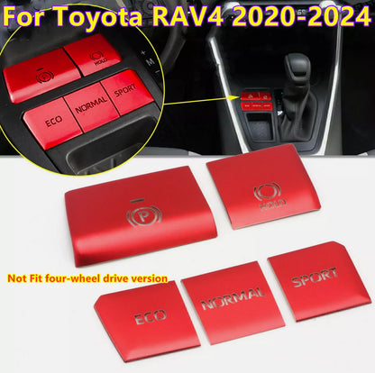 5 x Red Gear Button Frame Trim for Toyota RAV4 (2019–2024)