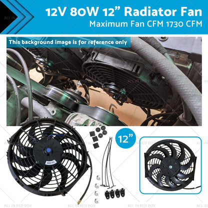 12" Universal Push Pull Radiator Fan for Engine Bay Cooling - Black (All Years)