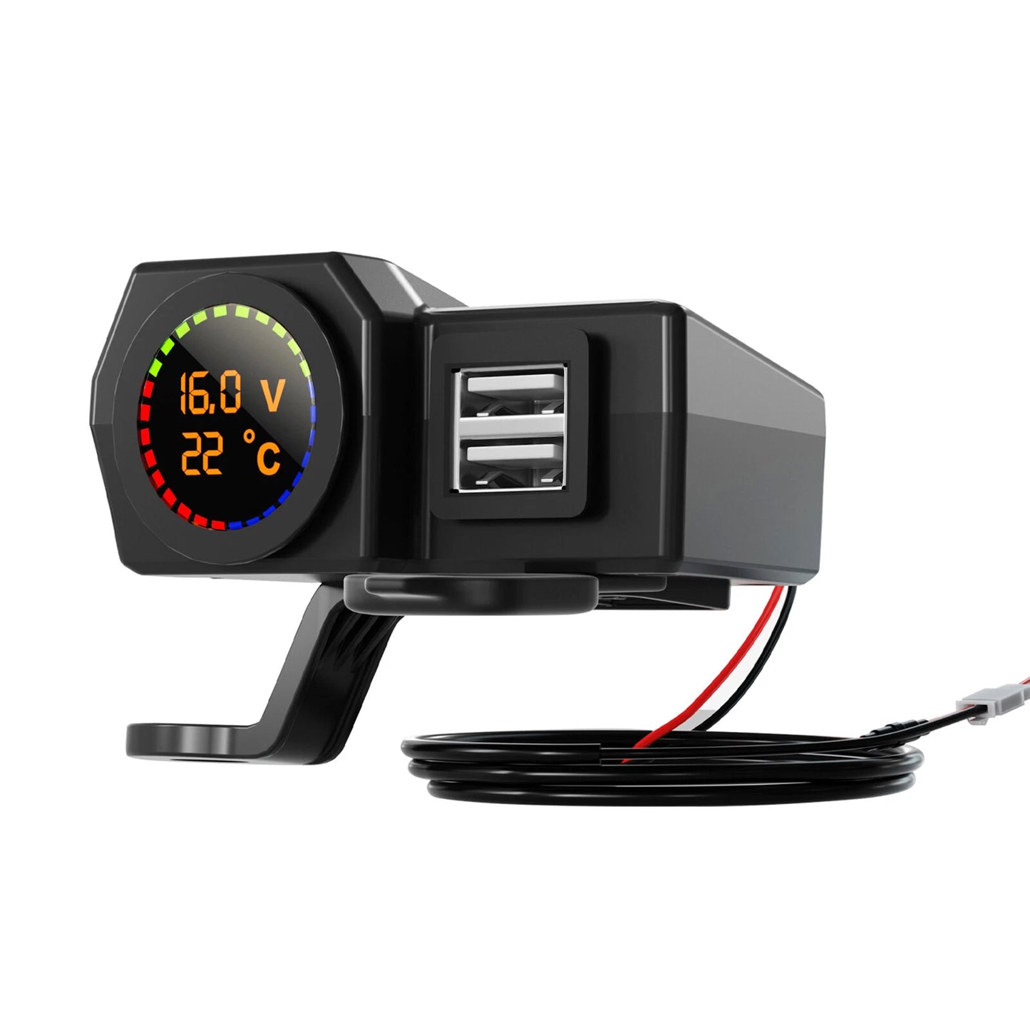 Volt Meter Phone Charge Mount Temperature Gauge for Motorcycle