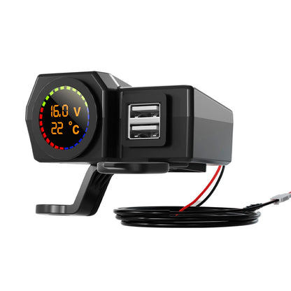 Volt Meter Phone Charge Mount Temperature Gauge for Motorcycle